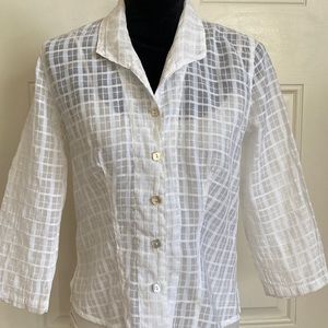 Cut Loose White Windowpane Sheer Button Down